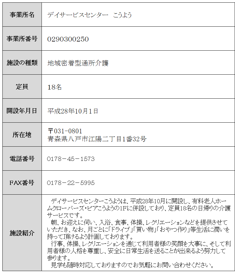 デイサービスセンター こうよう